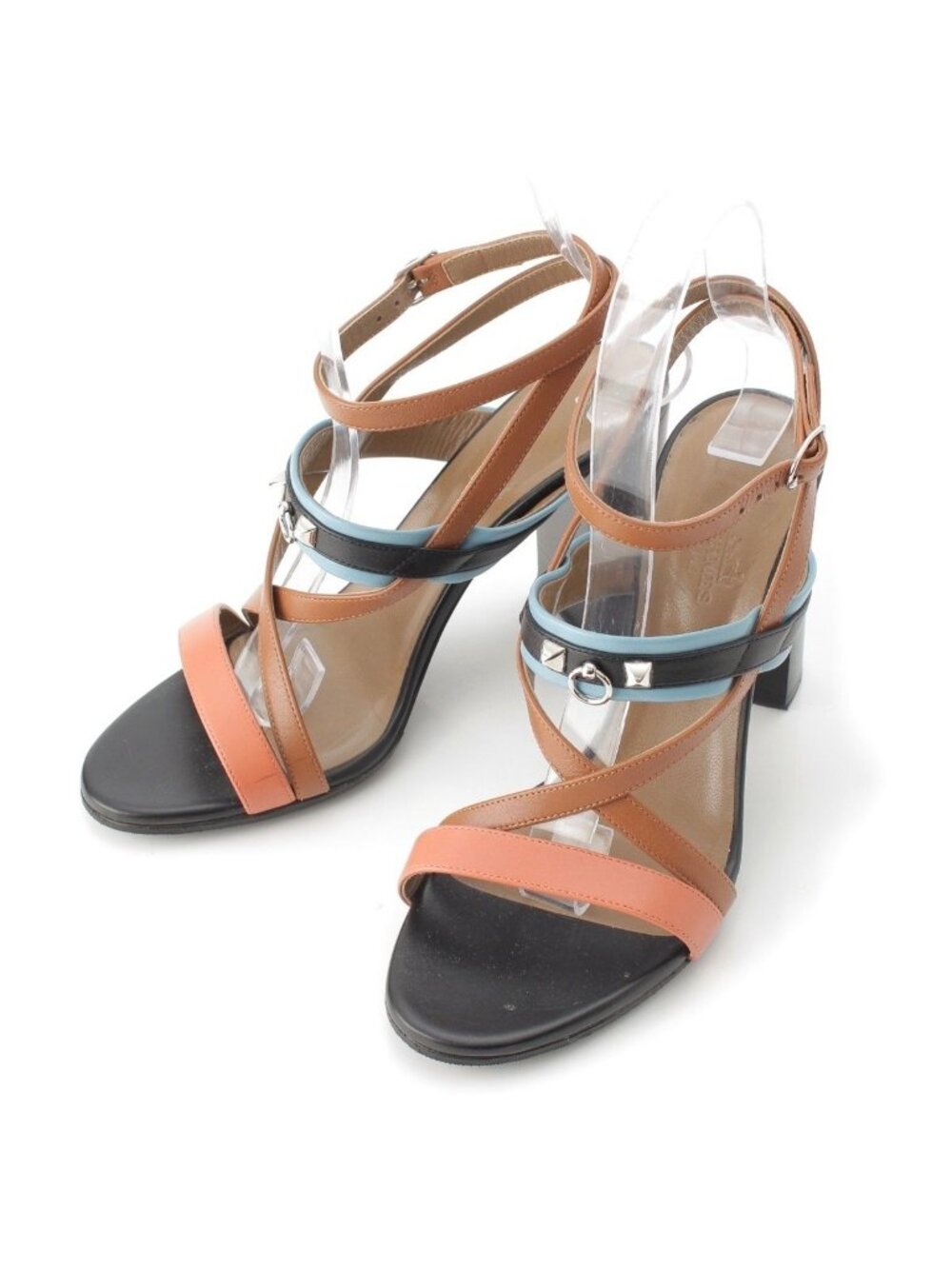 Hermes Antigone Leather Collier de Chien Strap Sandals Multicolor Brown